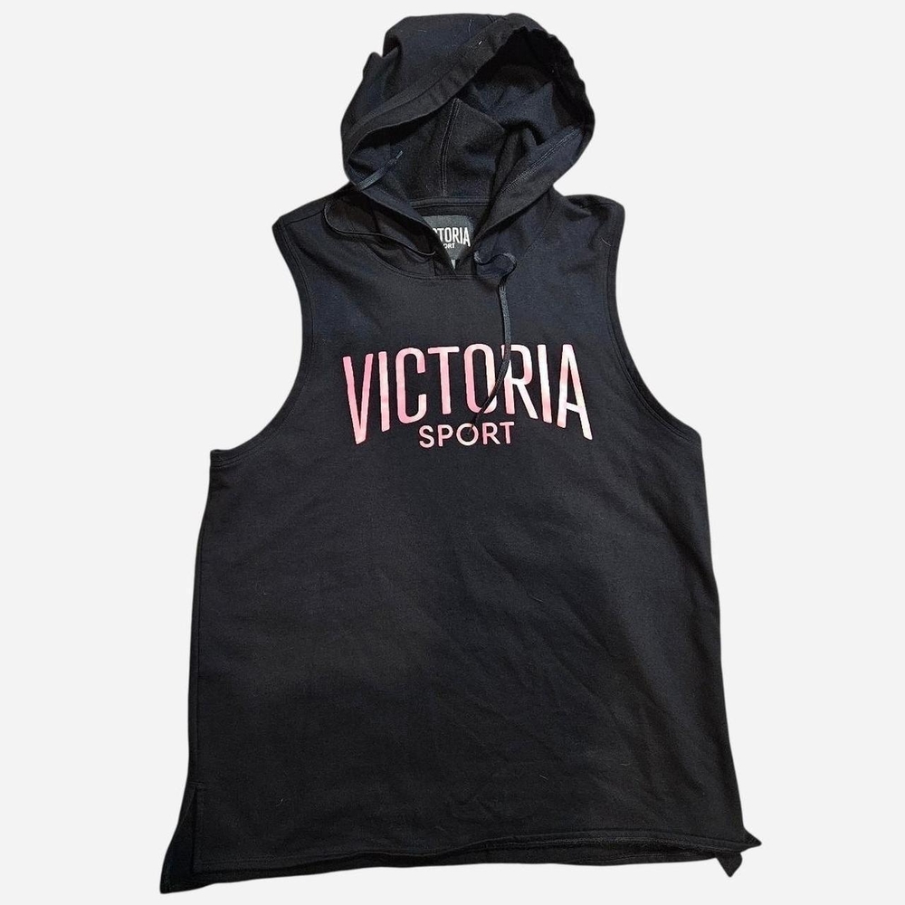 Victoria's Secret Black Muscle Tee with Pink Logo